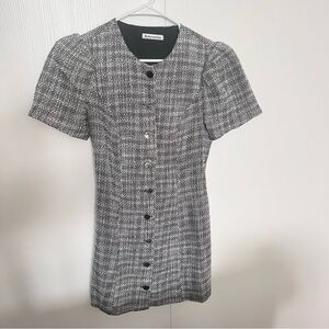 Reformation dress size 6 black and white tweed Olivette dress with front buttons